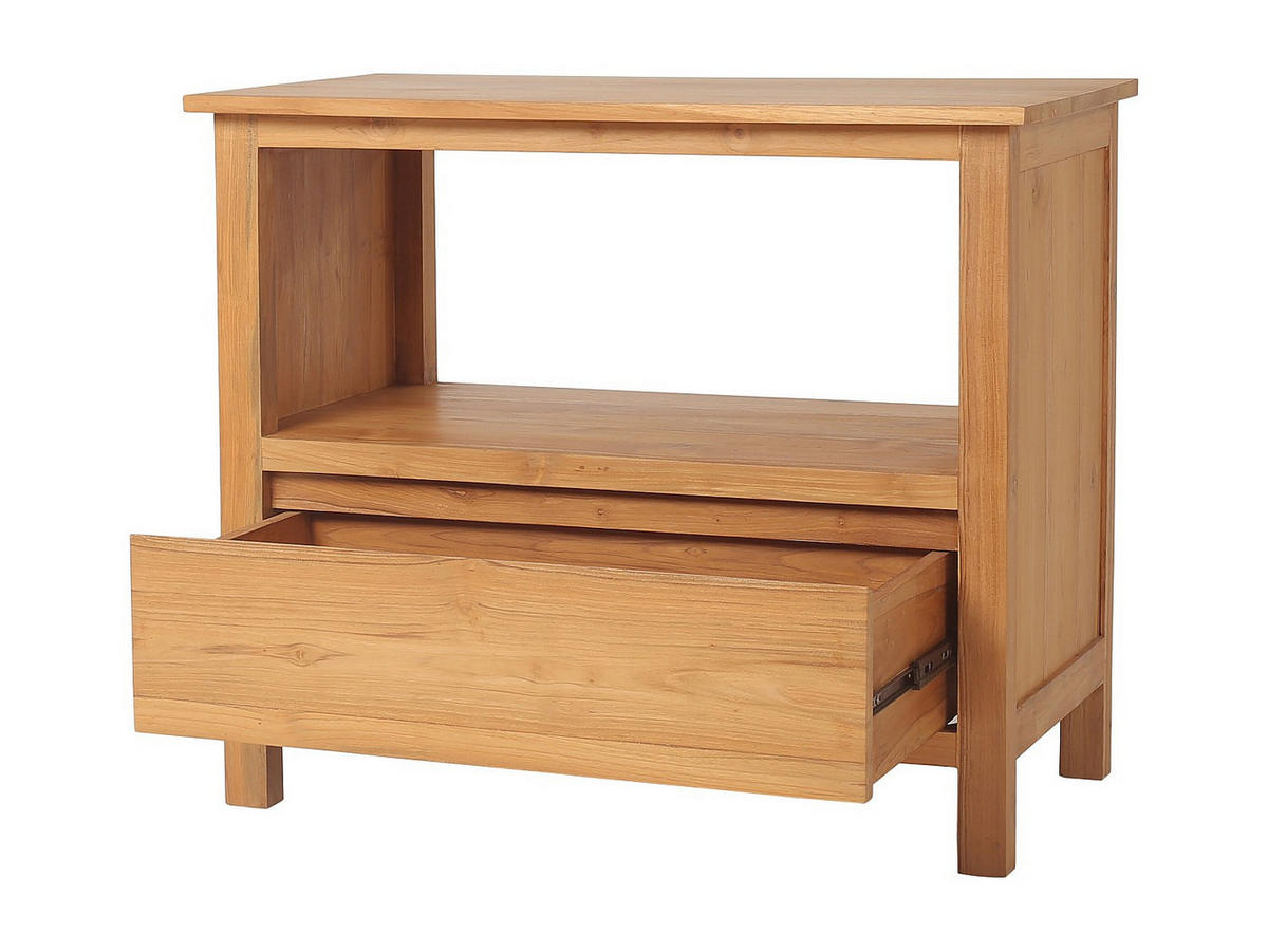 WASCHBECKENUNTERSCHRANK - 90 cm x 50 cm - Holz, Platte - Naturfarben Hell - KETAPANG - Naturfarben, Holz (135/75/50cm) - Vente-Unique