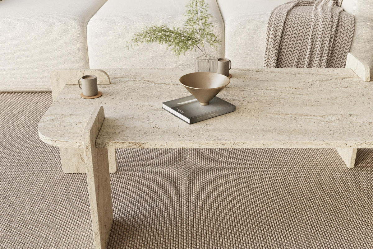 COUCHTISCH Twinkle Travertin Granit Optik 60x120 - Beige/Braun, Holzwerkstoff (60/120/35cm) - moebel17