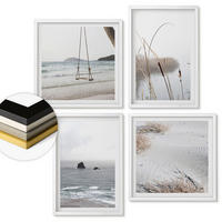 WANDBILDER 4er-Set - 50x50 cm & 40x60 cm Weißer Rahmen - Vegetation am Wasser im Sommer - Weiß, Kunststoff (50/50cm) - ArtPrintCave