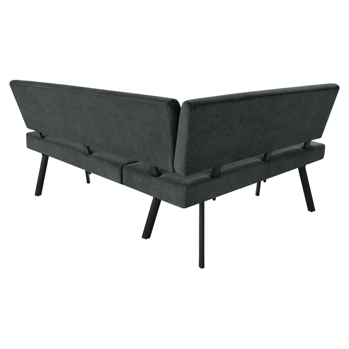 ECKBANK Zerra 192x153 cm, mit Metallbeinen, Curio-Stoff, Anthrazit - Anthrazit/Schwarz, Metall (192/153cm) - Beautysofa