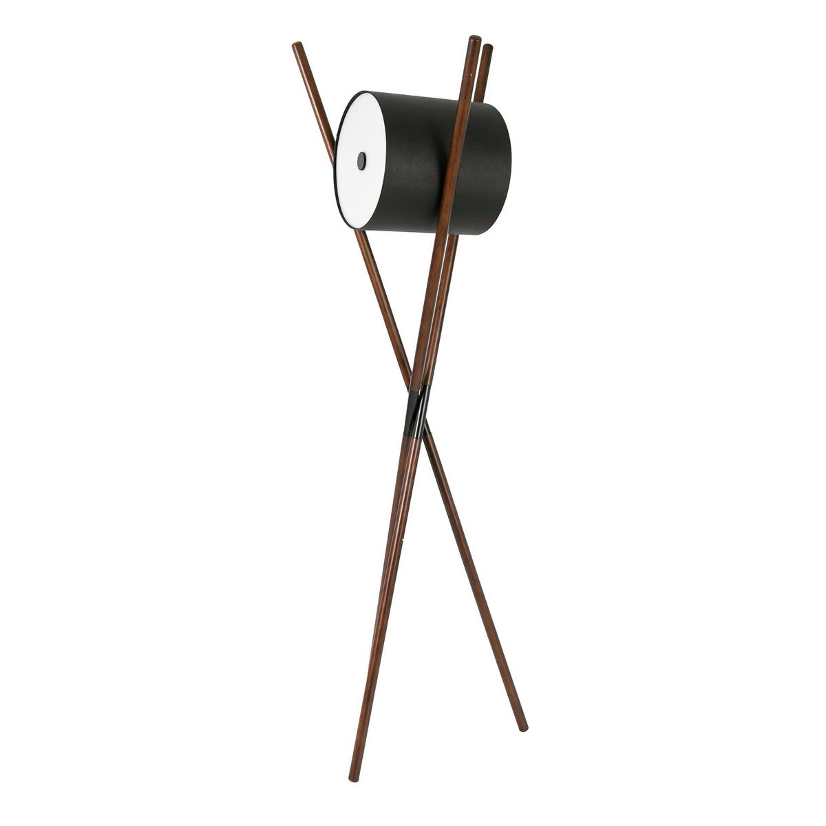 STEHLEUCHTE aus Holz, Kunstleder und dunklem Nussbaum 57/51/173 cm - Walnussfarben, Holz/Metall (51/57/173cm) - The Lumine