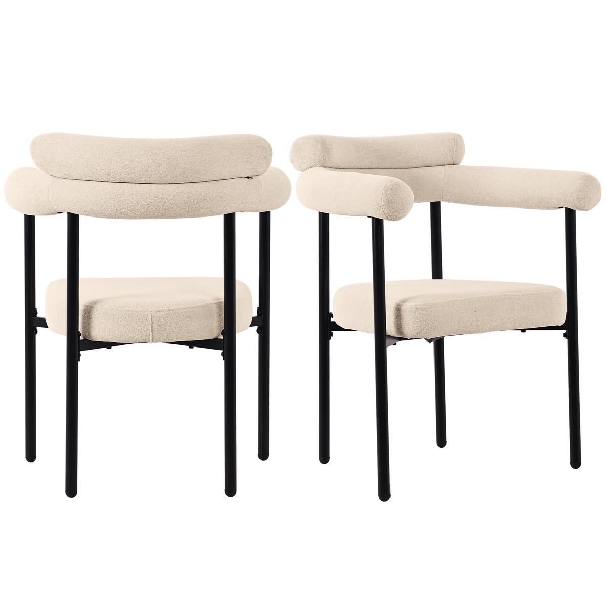 WOHNZIMMER STÜHLE mit Ringsitz, Samtbezug und Eisenrohrhalterung - Beige, Textil (70/84/62cm) - EVRYAE