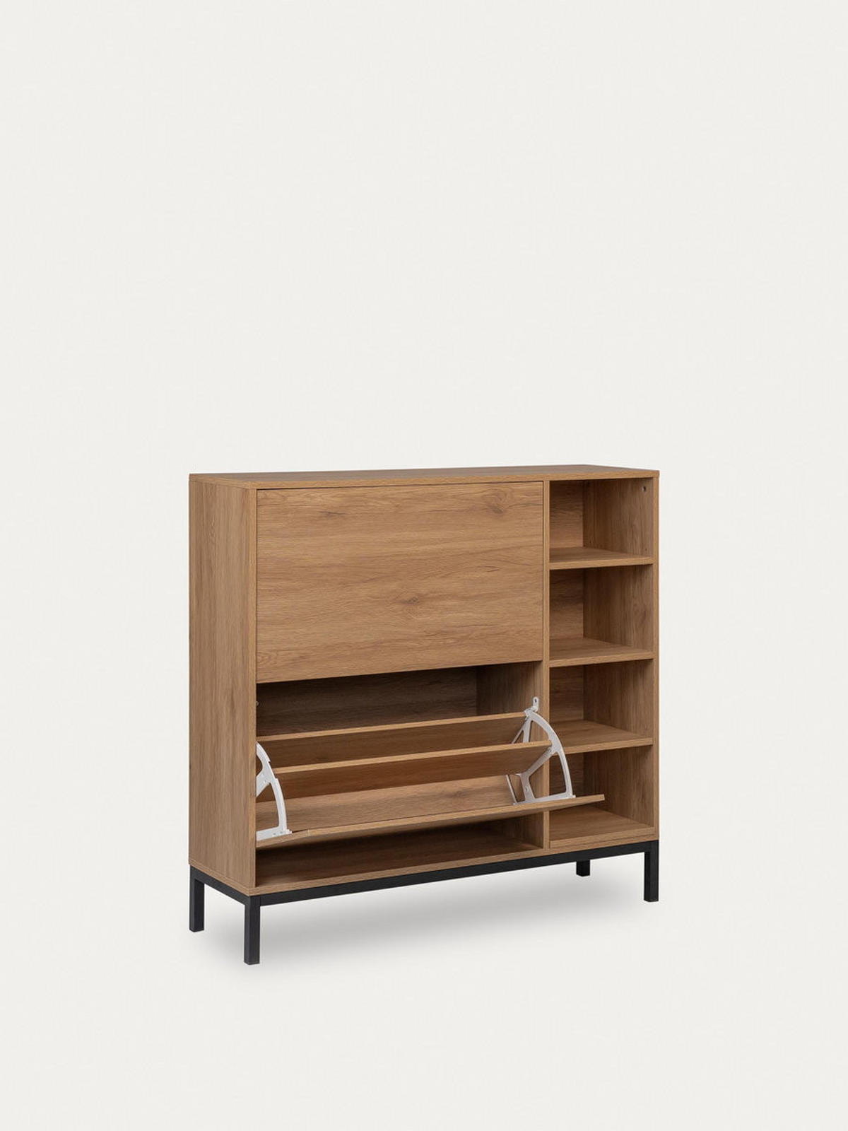 SCHUHSCHRANK Kolb Natur 105 cm x 99 cm - Braun, Holzwerkstoff (105/99/30cm) - Kenay Home