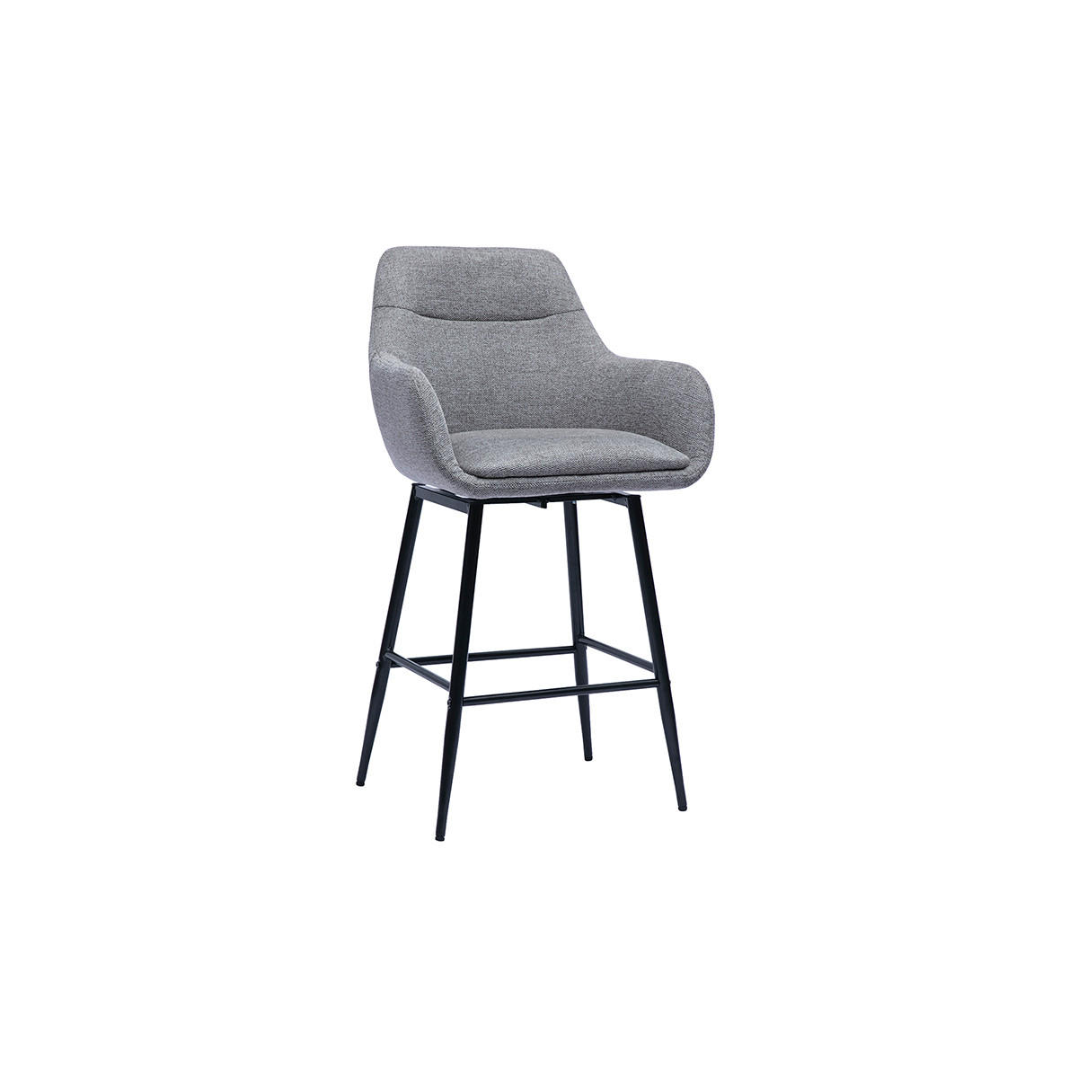BARHOCKER 360° in hellgrauem Samt-Effekt Stoff und Metall H65.5 cm (2er-Set) ALESS - Grau, Textil (53.7/95.5/52.5cm) - Miliboo