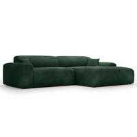 ECKSOFA mit Longchair - Cord - Schwarz/Grün, Kunststoff/Textil (284/178cm) - home24