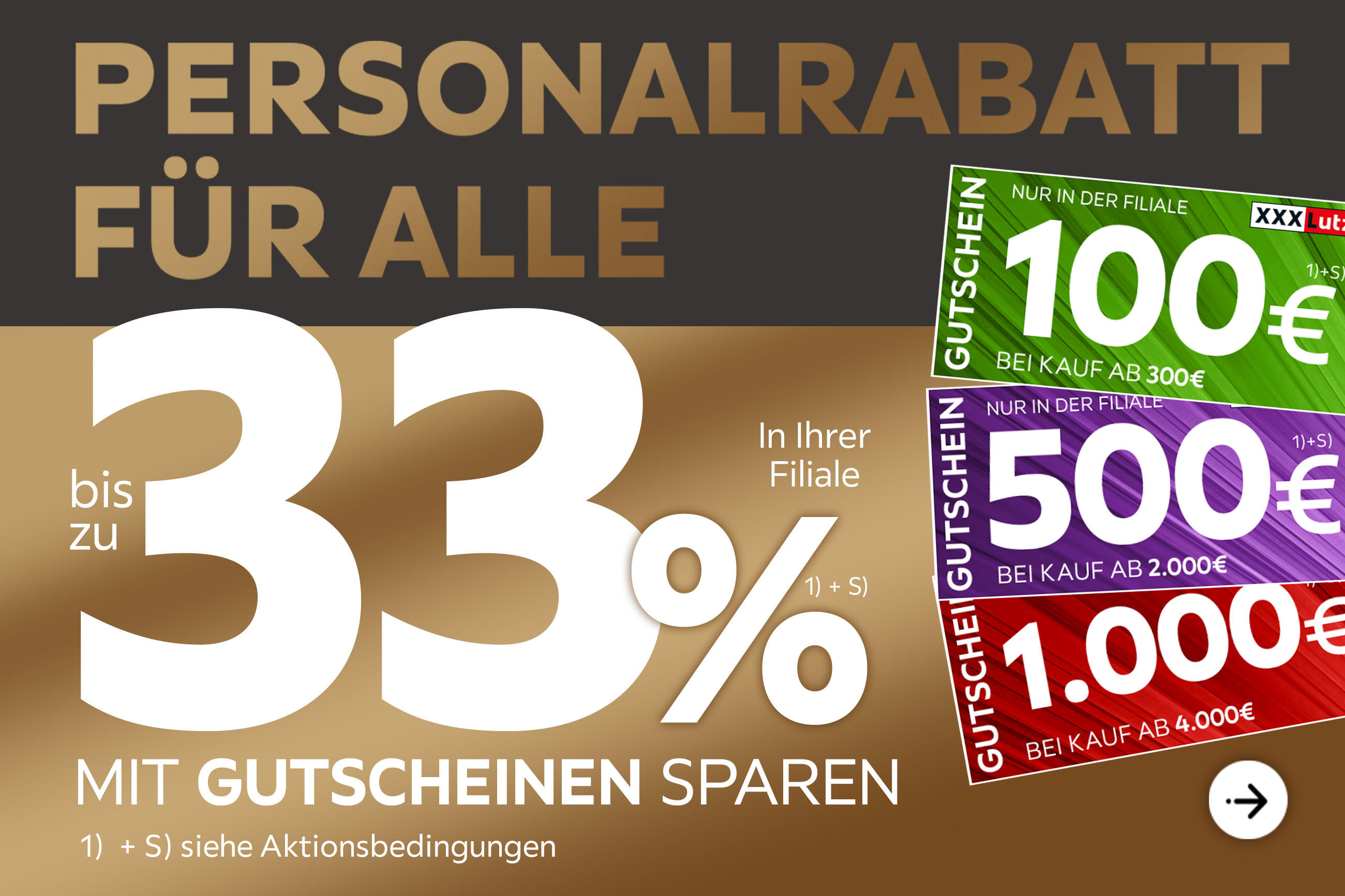 Personalrabatt für alle - Bis zu 33% mit Gutscheinen sparen in Ihrer Filiale