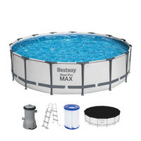 POOL Steel Pro MAX Frame Pool Set Ø 457 x 107 cm, lichtgrau, mit Filterpumpe - Grau, Kunststoff/Metall (457/107/457cm)