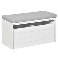 SCHUHBANK Weiß Grau 69/32/40 cm - Weiß/Grau, Holzwerkstoff (32/40/69cm) - PANGIVO
