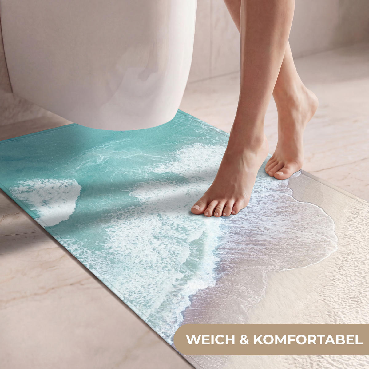 WC PŘEDLOŽKA Pláž - Moře - Příroda - Léto 60x120 cm - tyrkysová, textil/plast (60/1cm) - OnlyWow