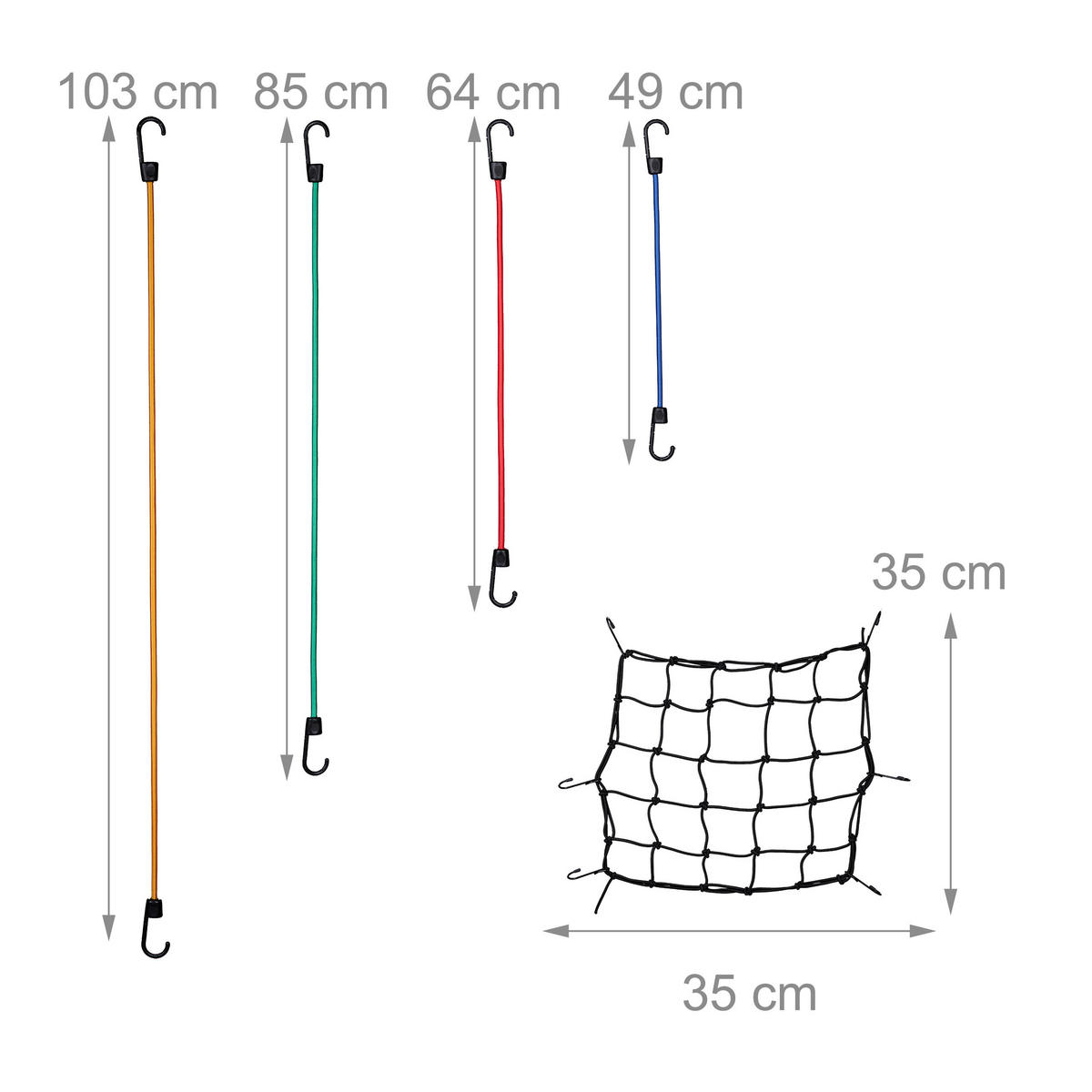 30xSPANNGUMMI - Multicolor, Kunststoff/Metall (1.5/3.5/103cm) - Relaxdays