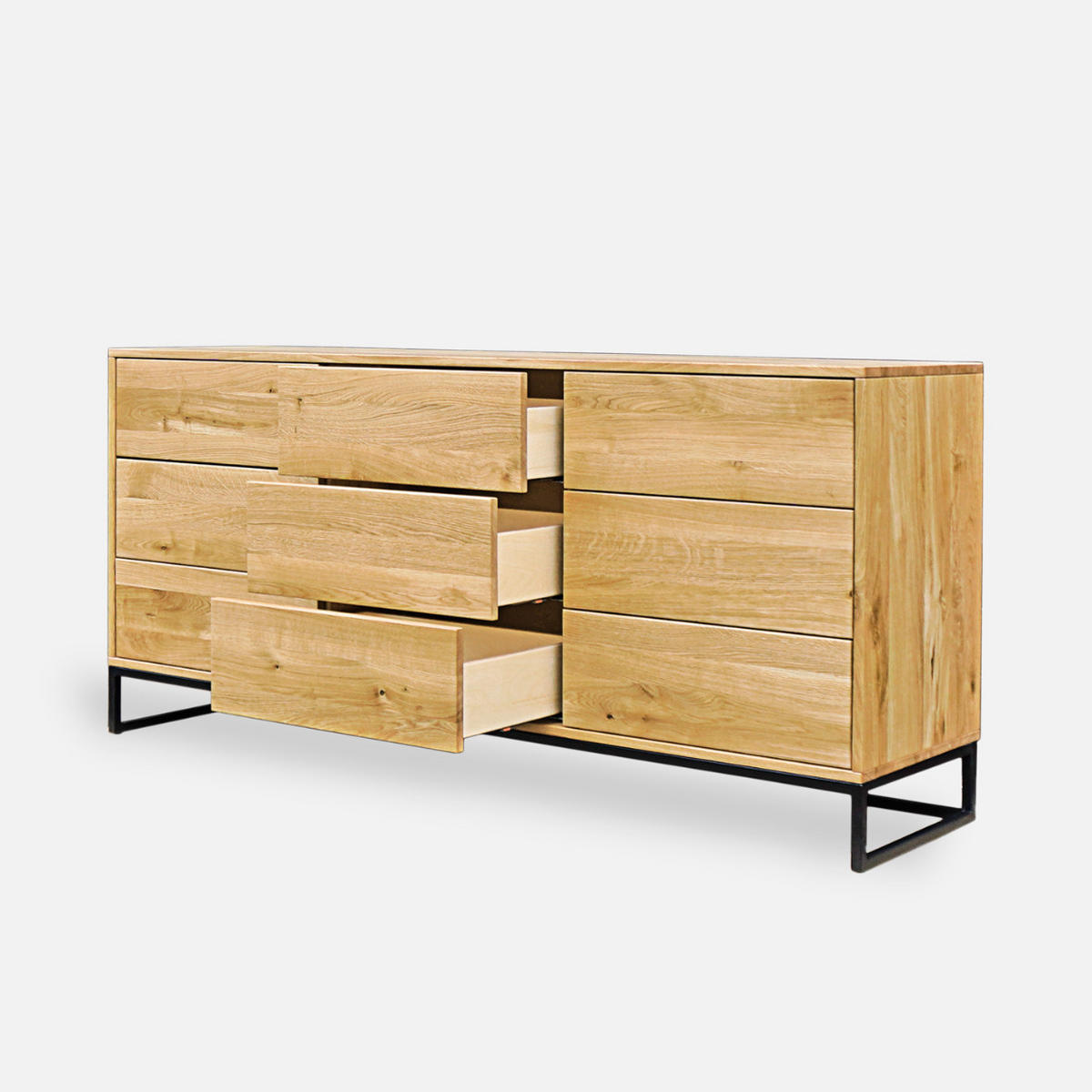 EICHENKOMMODE mit Schubladen auf metallischem Gestell MERIS III - Eichefarben, Holz (180/85/45cm) - Rawood Furniture
