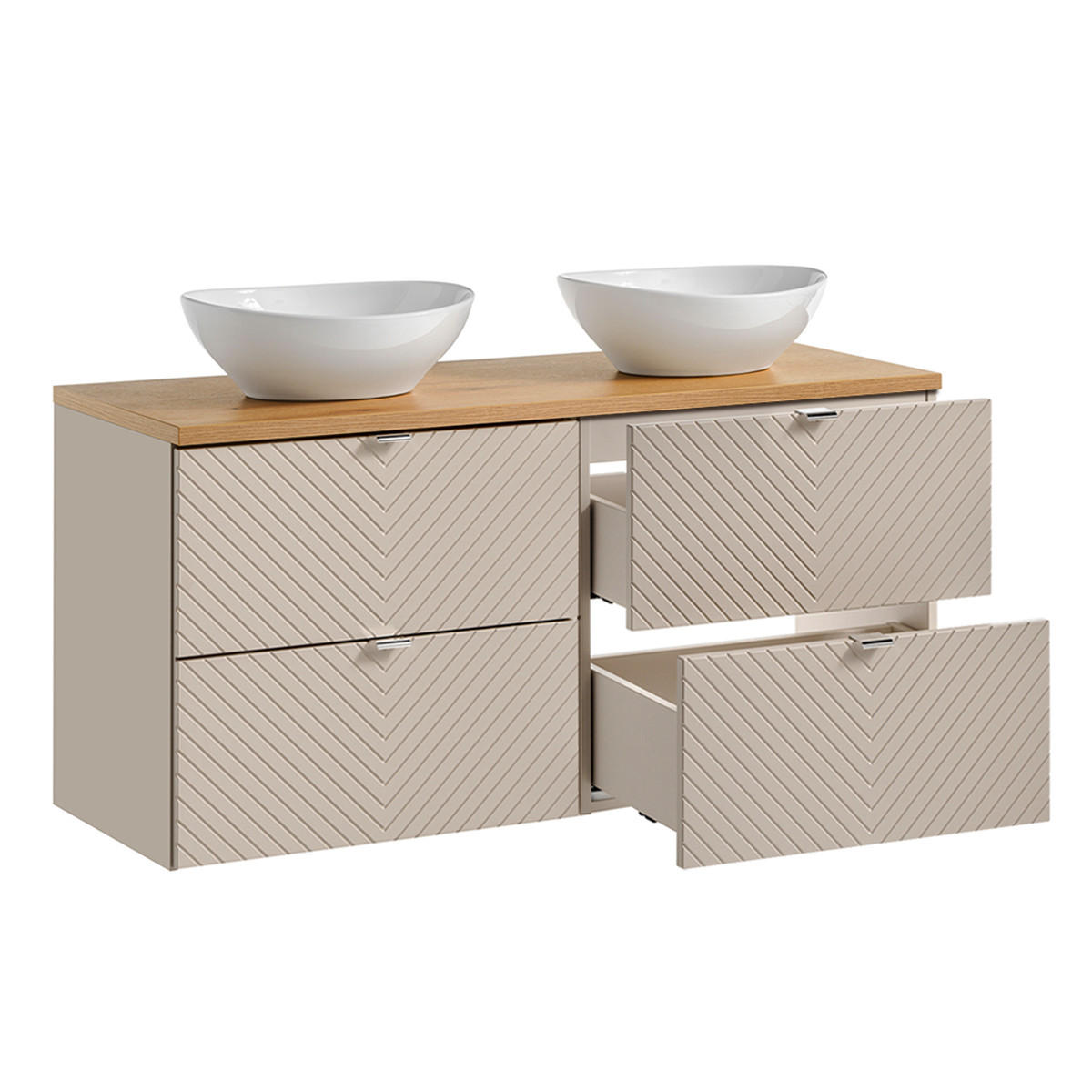 DOPPELWASCHTISCH 120.4cm Manoa Kaschmir - Beige, Holzwerkstoff (120.4/59/40cm) - Petits-meubles