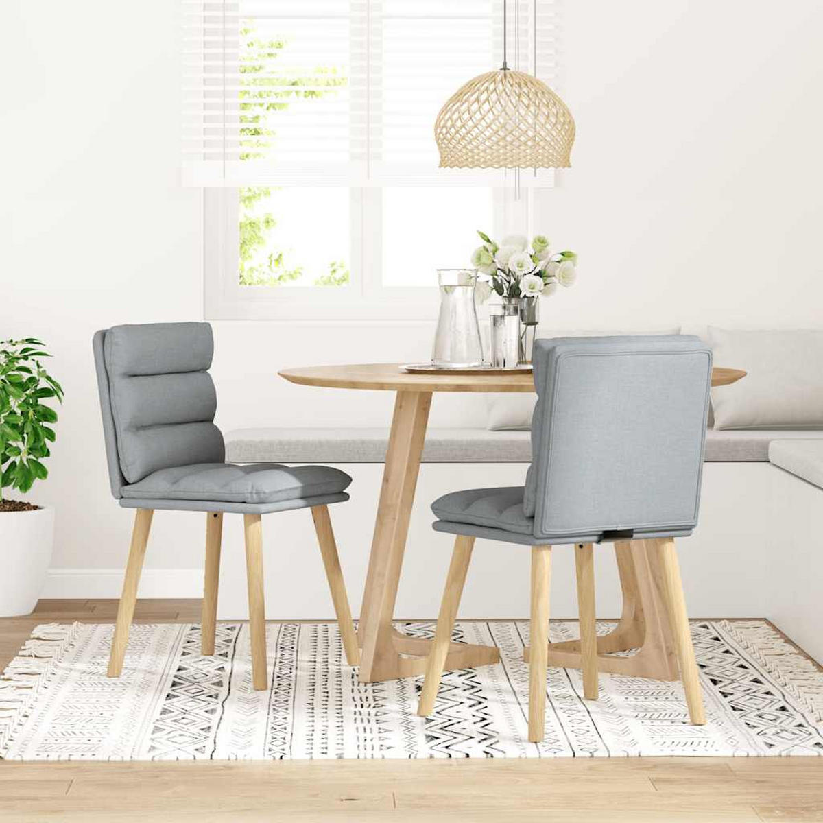 ESSZIMMERSTÜHLE 2 Stk. Hellgrau Stoff 45*54*86cm - Hellgrau, Metall (45/86/54cm) - ZMH