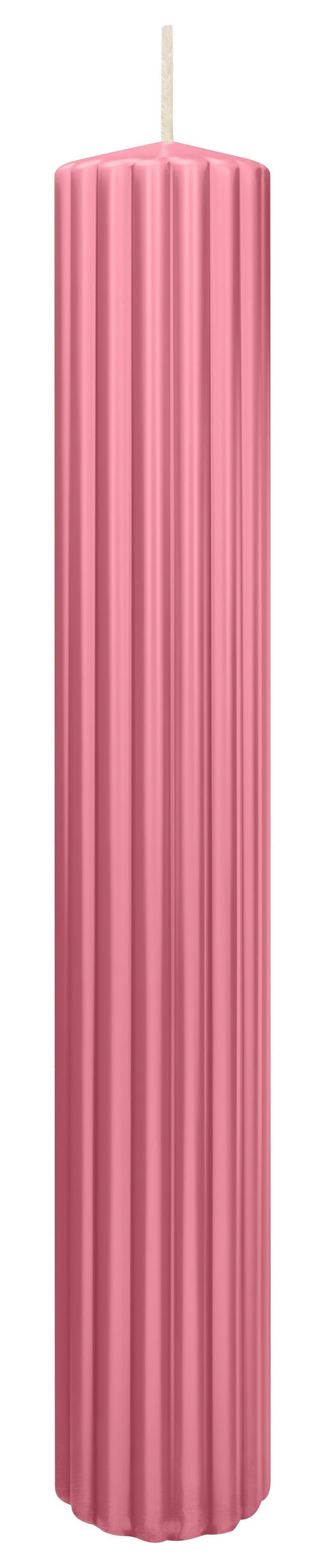 Wiedemann Kerzen Rillen Rosa 8x15x15 cm