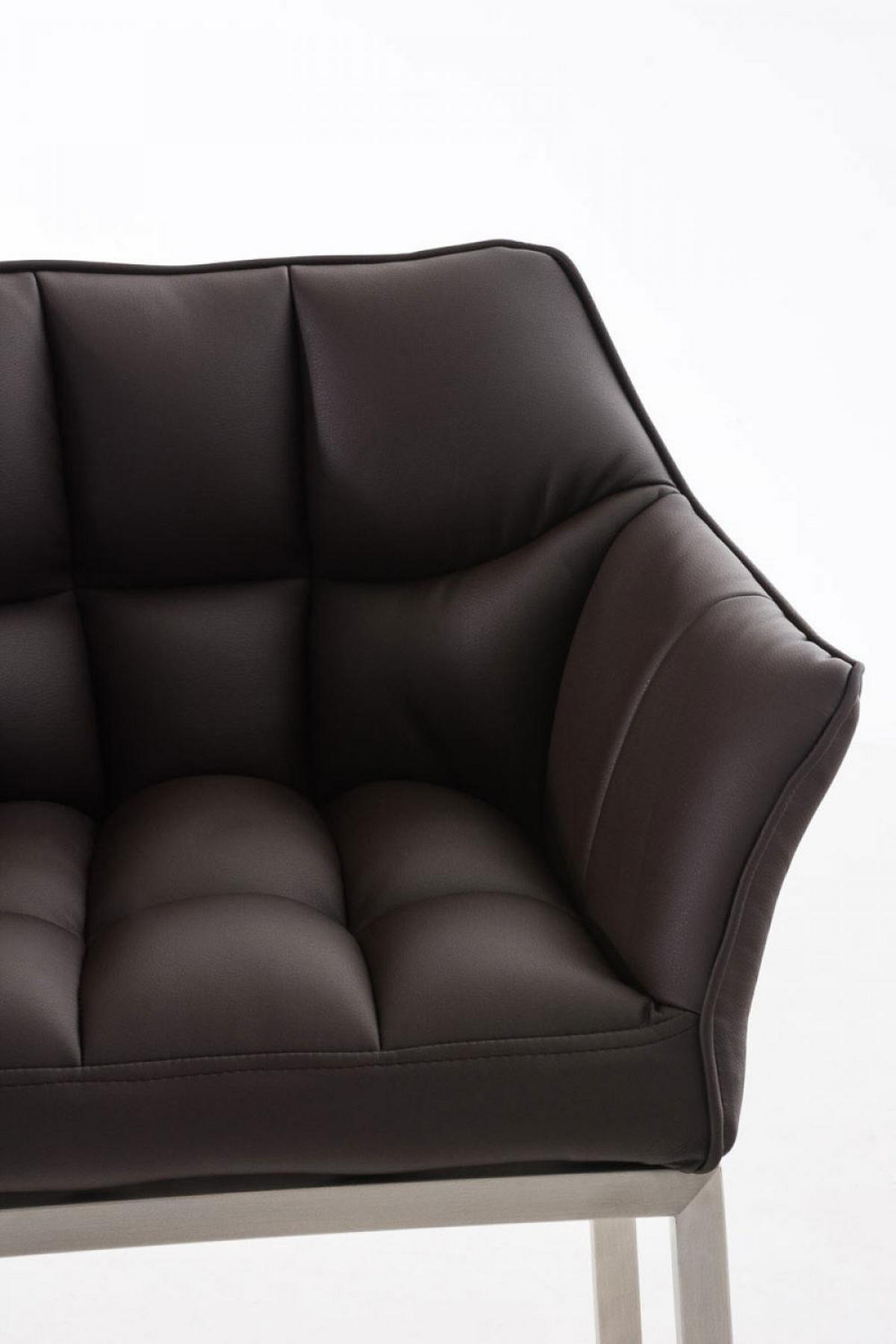 BARHOCKER 2er Set Lederlook braun - Edelstahlfarben/Braun, Textil/Metall (64/110/48cm) - CLP