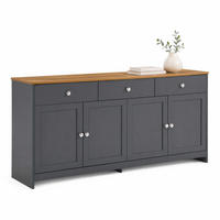 SIDEBOARD aus MDF und Spanplatte 160x37x75 cm Grau-Schwarz mit 3 Schubladen und 4 Türen - Schwarz, Holzwerkstoff (160/75/37cm) - IVMEU