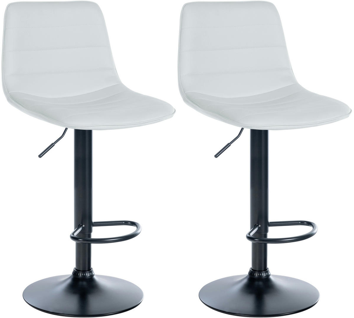 BARHOCKER 2er Set Lederlook weiß - Weiß, Textil/Metall (45/89/46cm) - CLP