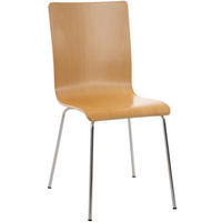 BESUCHERSTUHL Holz natura - Chromfarben/Eukalyptusholzfarben, Holz/Metall (43/87/47cm) - CLP