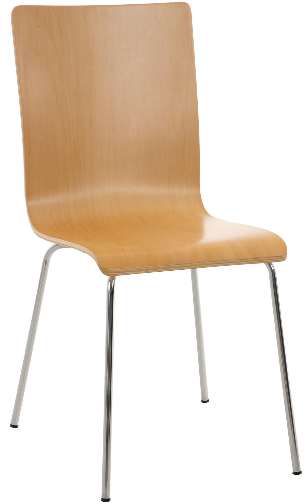 BESUCHERSTUHL Holz natura - Chromfarben/Eukalyptusholzfarben, Holz/Metall (43/87/47cm) - CLP