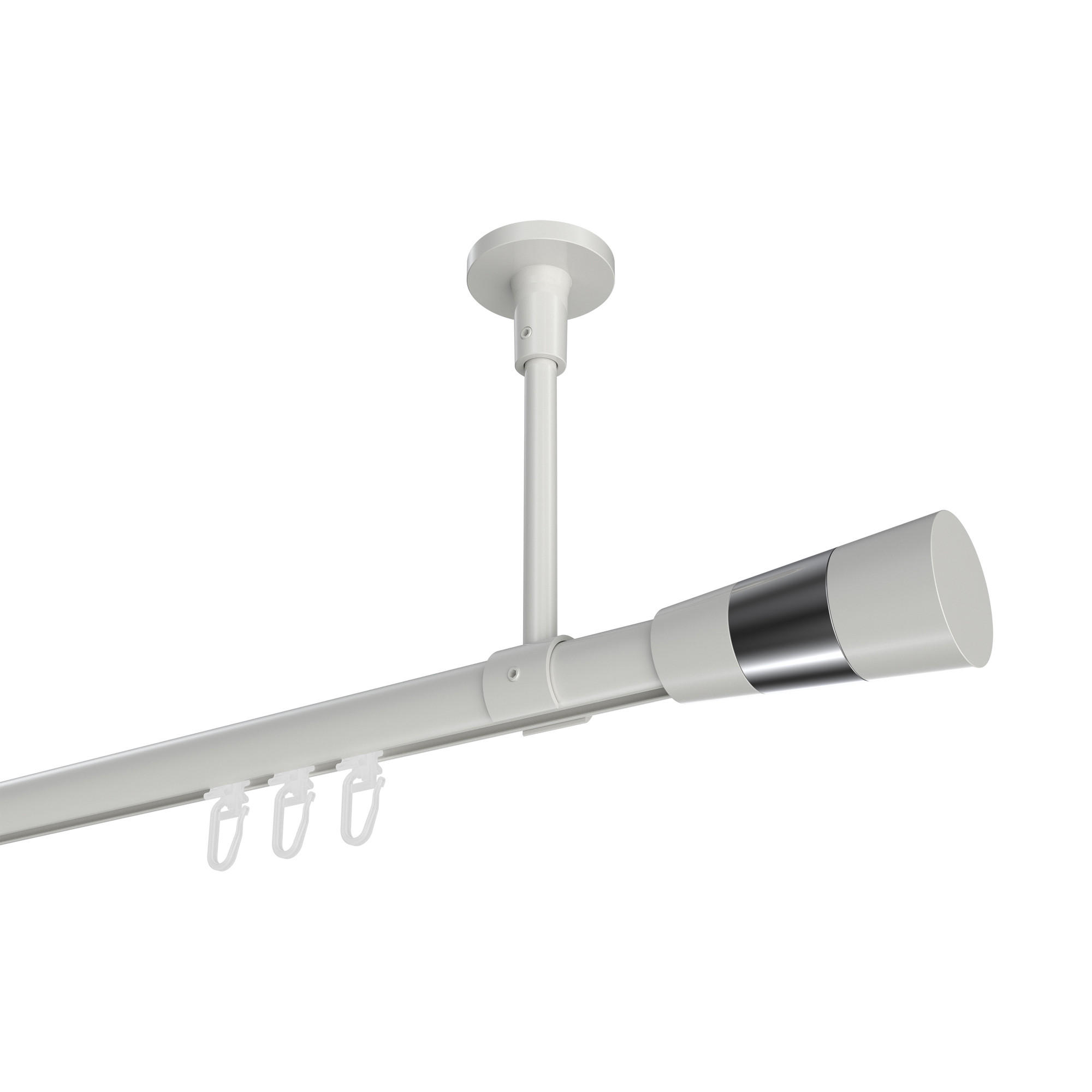 INNENLAUF-GARDINENSTANGEN-SET Sonette Tanara 160 cm, 1-läufig, 20 mm Ø Weiß - Chromfarben/Weiß, Metall (160cm) - INTERDECO