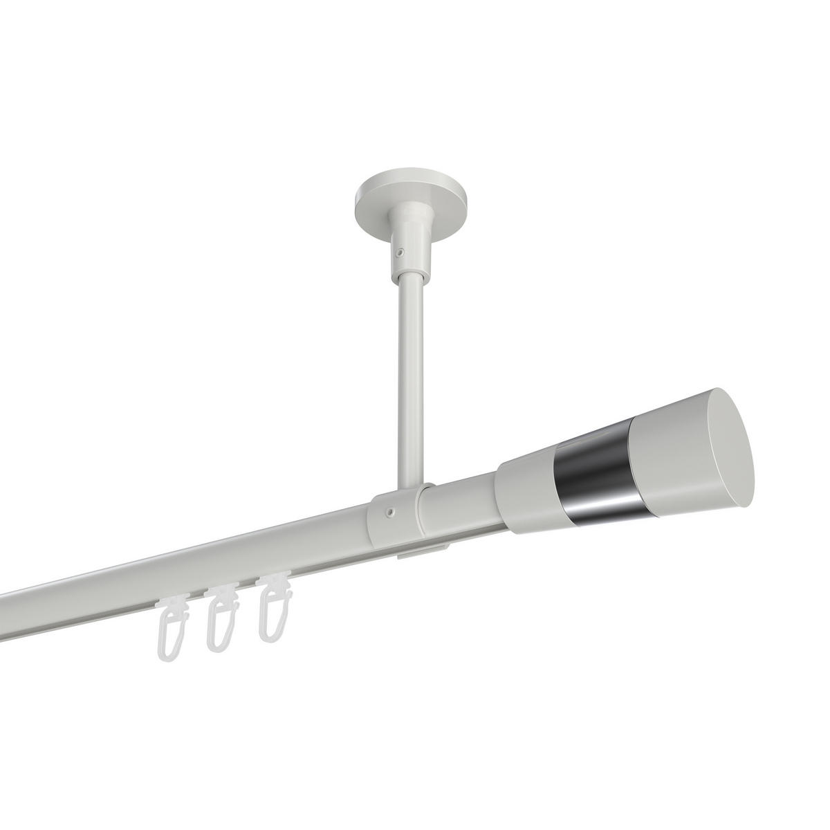 INNENLAUF-GARDINENSTANGEN-SET Sonette Tanara 160 cm, 1-läufig, 20 mm Ø Weiß - Chromfarben/Weiß, Metall (160cm) - INTERDECO