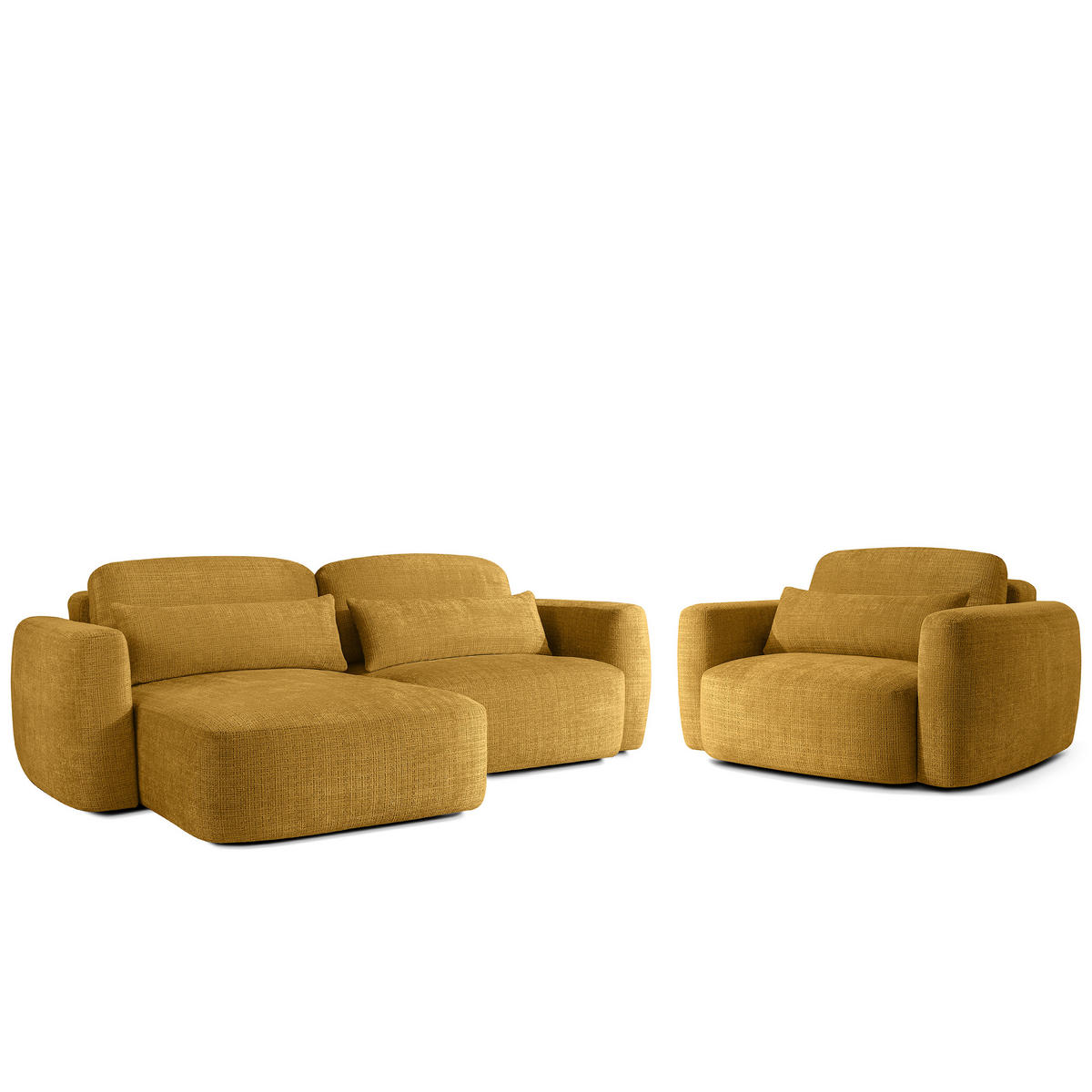 SITZGARNITUR ELOSA - Gelb, Holz/Textil (245/85/165cm) - KONSIMO®