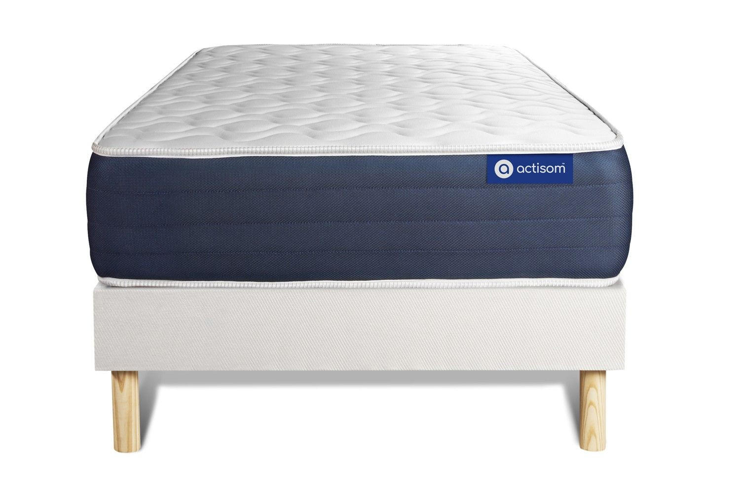 BETT Actimemo sleep Memory-Schaum 90 x 200 cm h1 - Kit Bettgestell Weiß - Beige/Weiß, Holz (90/200cm) - ACTISOM