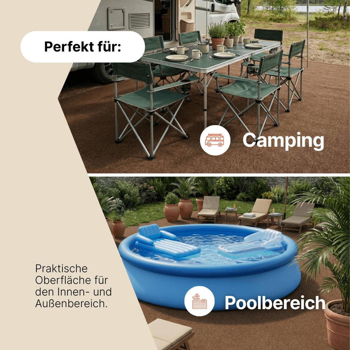 RASENTEPPICH PEMBA Braun 300/850 cm - Braun, Textil (300/850cm) - Tapiso