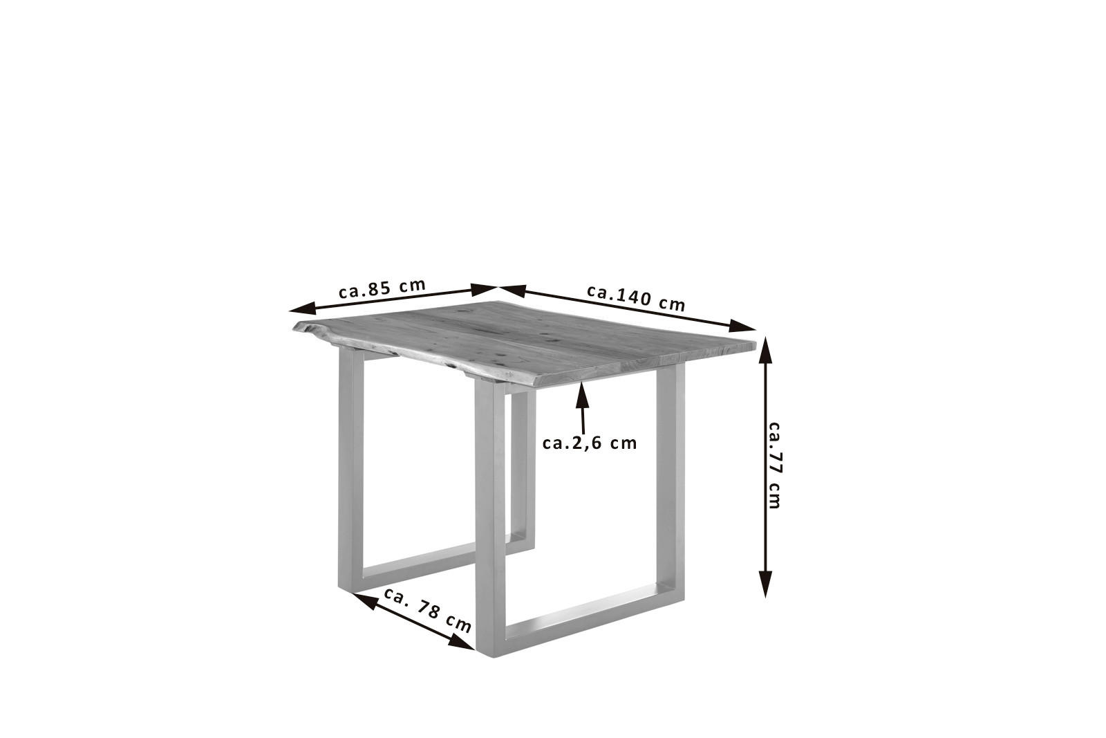 ESSTISCH LUBIN - Silberfarben/Braun, Holz/Metall (80/140/77cm) - SAM