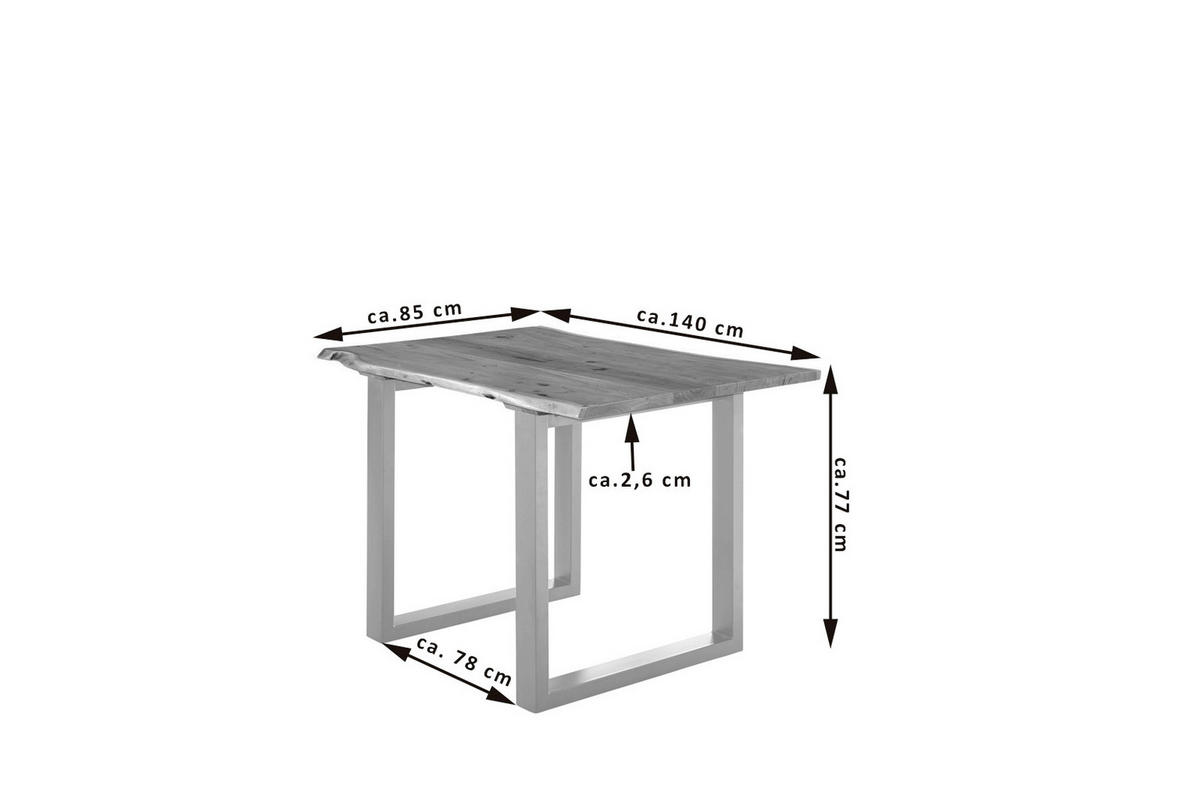 ESSTISCH LUBIN - Silberfarben/Braun, Holz/Metall (80/140/77cm) - SAM
