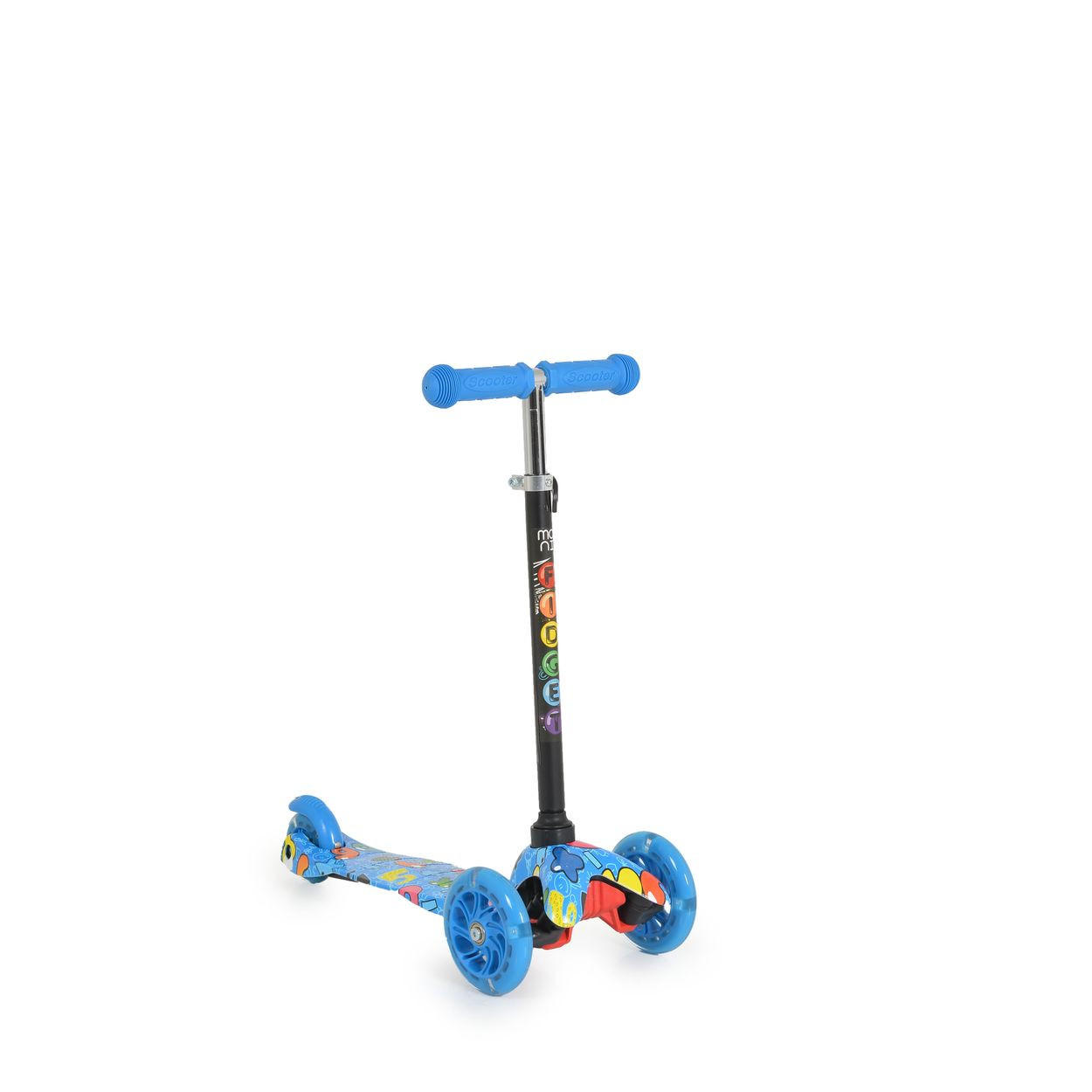 KINDERROLLER Fidget blau höhenverstellbar, PU-Räder, Wasserdruck, ABEC-7 - Blau, Metall (54/23/72cm) - Moni