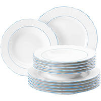 TAFELSERVICE Sonate Blue Lines weiß-blau 12er Set - Blau/Weiß, Keramik (32.3/23.5/32.3cm) - Seltmann Weiden