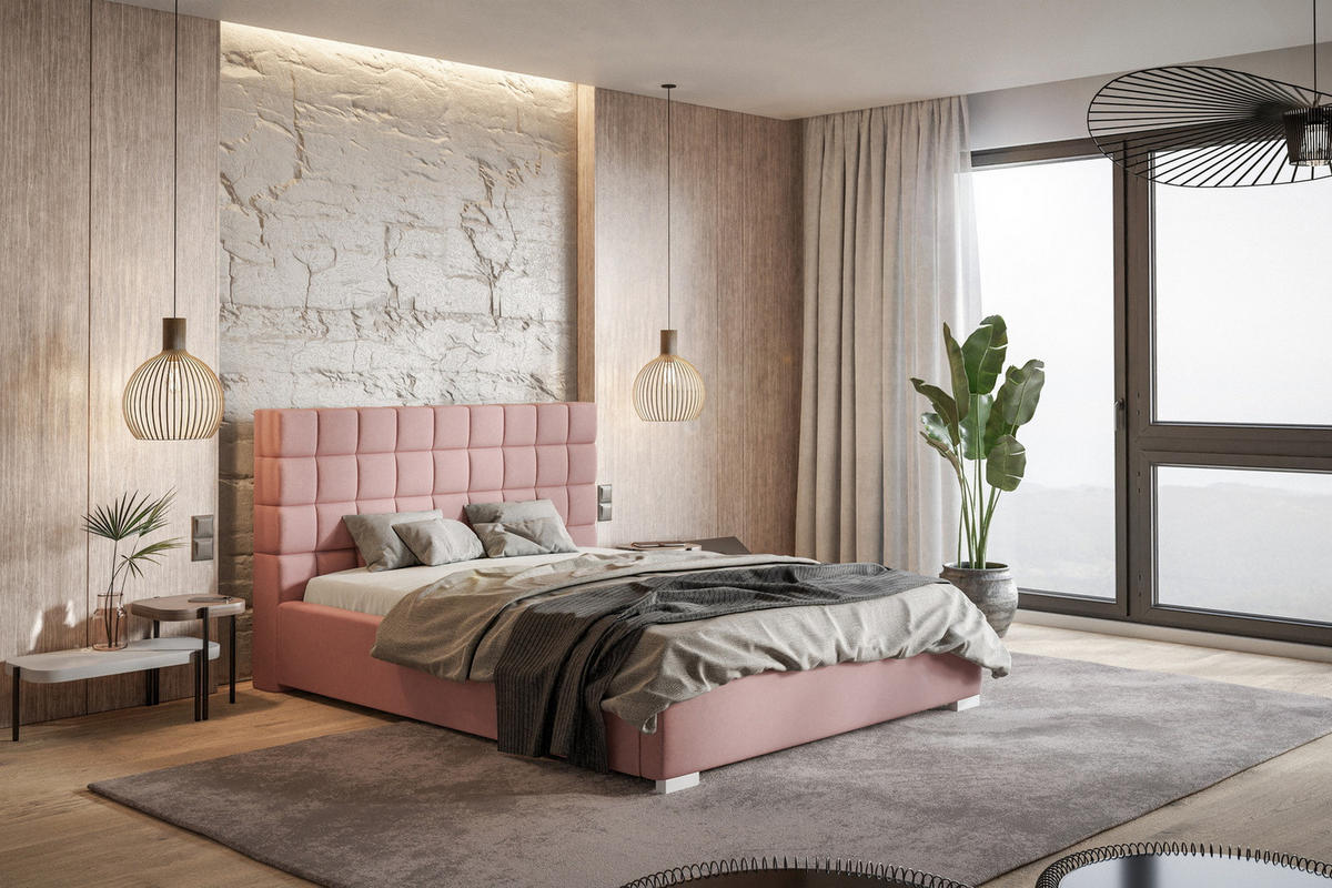 POLSTERBETT 160x200 mit Bettkasten Noris, Samtstoff, Rosa - Pink, Holz/Textil (160/200cm) - Emporius