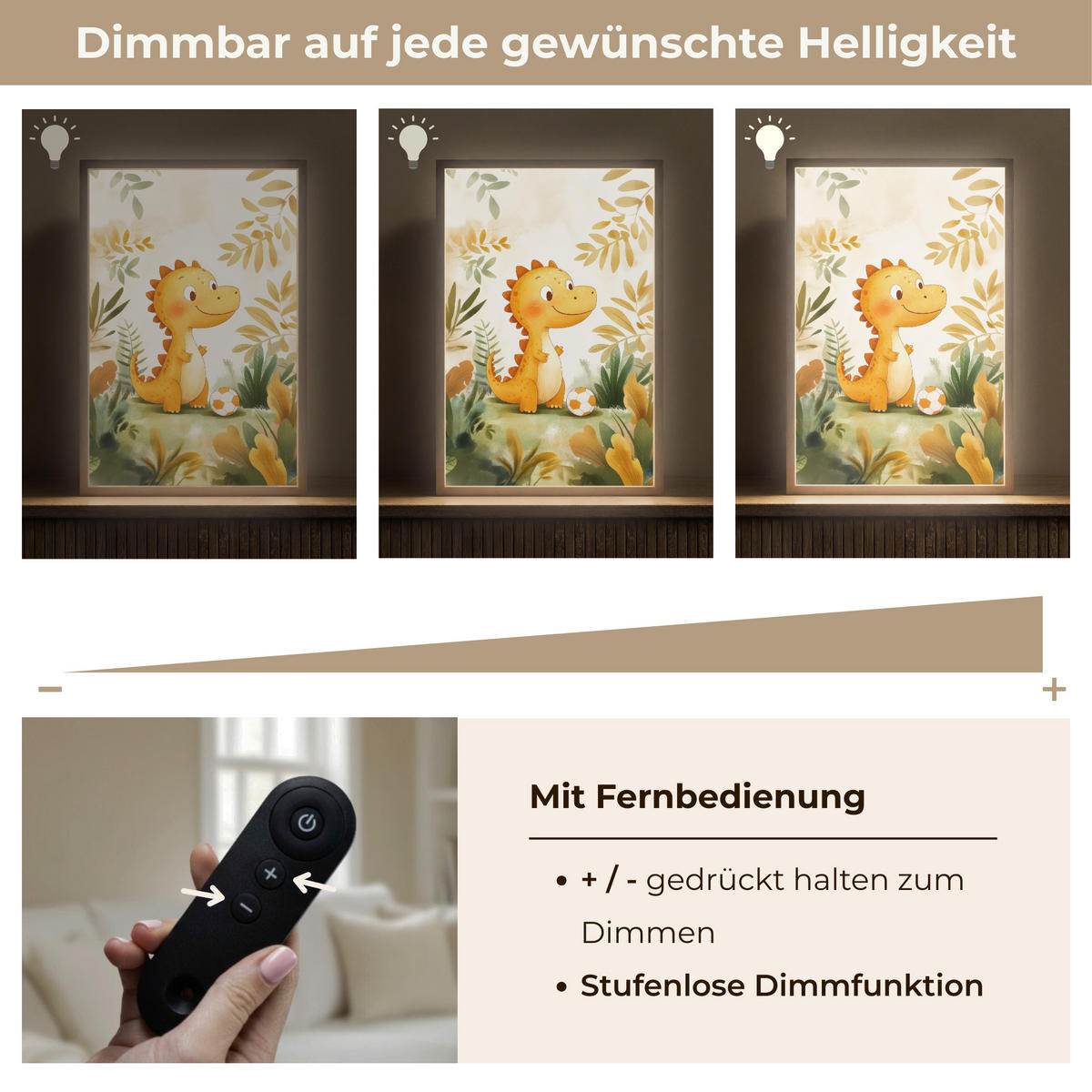 NÁSTĚNNÁ LAMPA S AKUMULÁTOREM Dino - Fotbal - Orange 40x60 cm - béžová, kompozitní dřevo (40/60/8cm) - OnlyWow