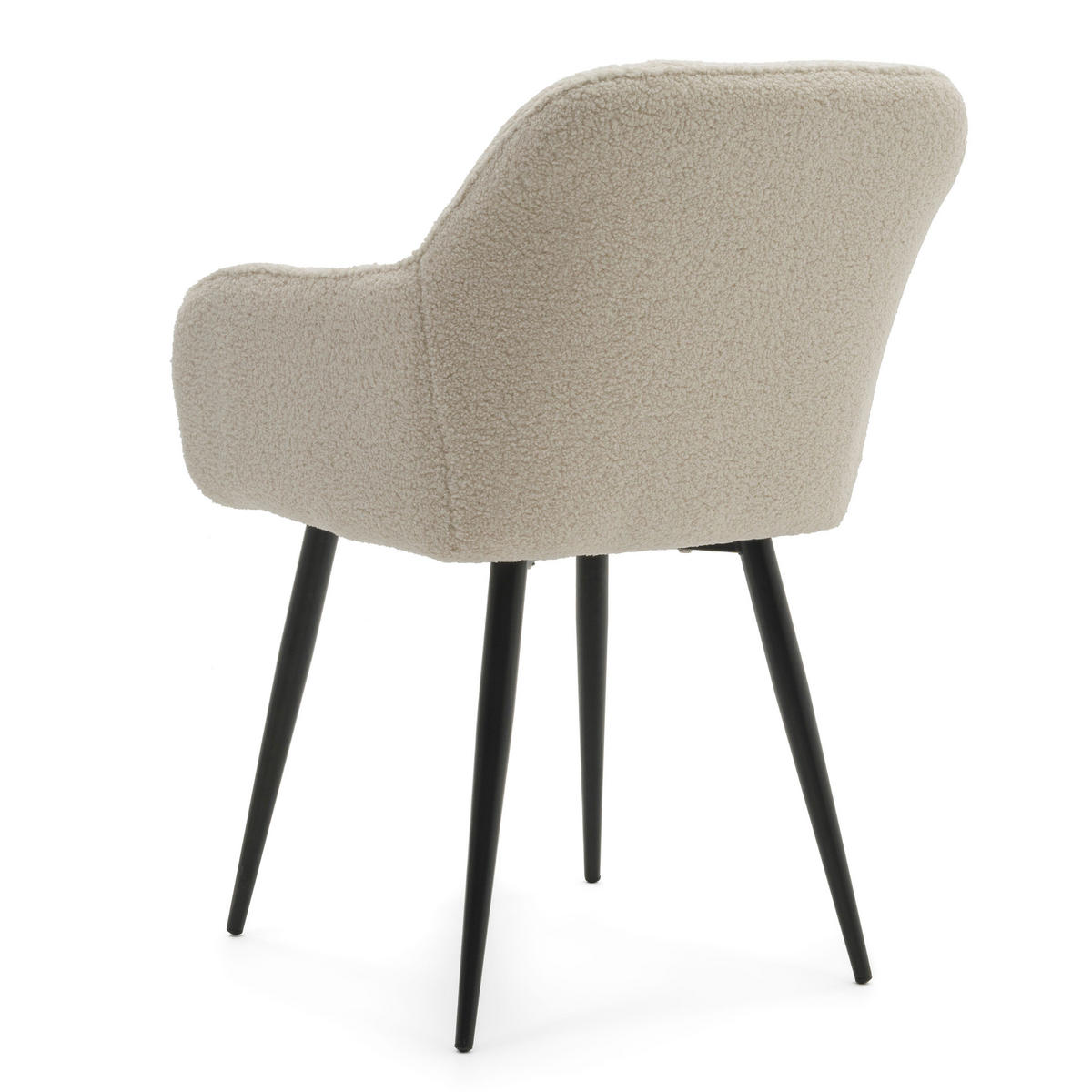 STUHL LAGO gespolsterter mit Steppung - ecru - Samt Boucle - Ecru/Schwarz, Textil/Metall (58/85/60cm) - NEW HOME