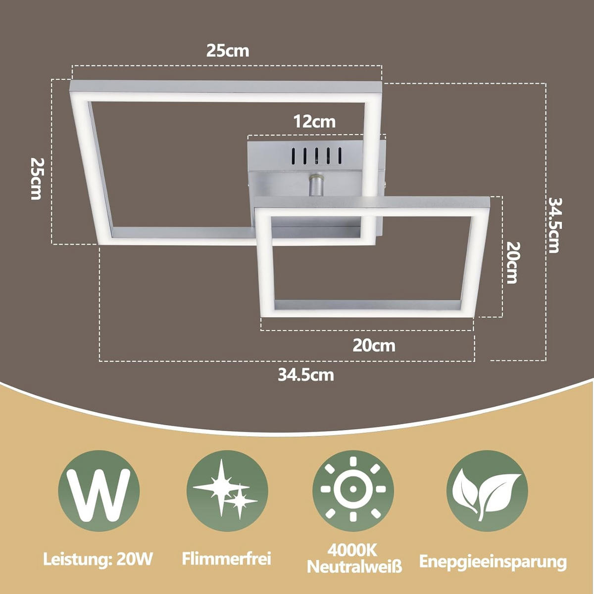 LED stropní svítidlo CLEO III 35/35/7 cm - černá, plast (35/35/7cm) - Nettlife