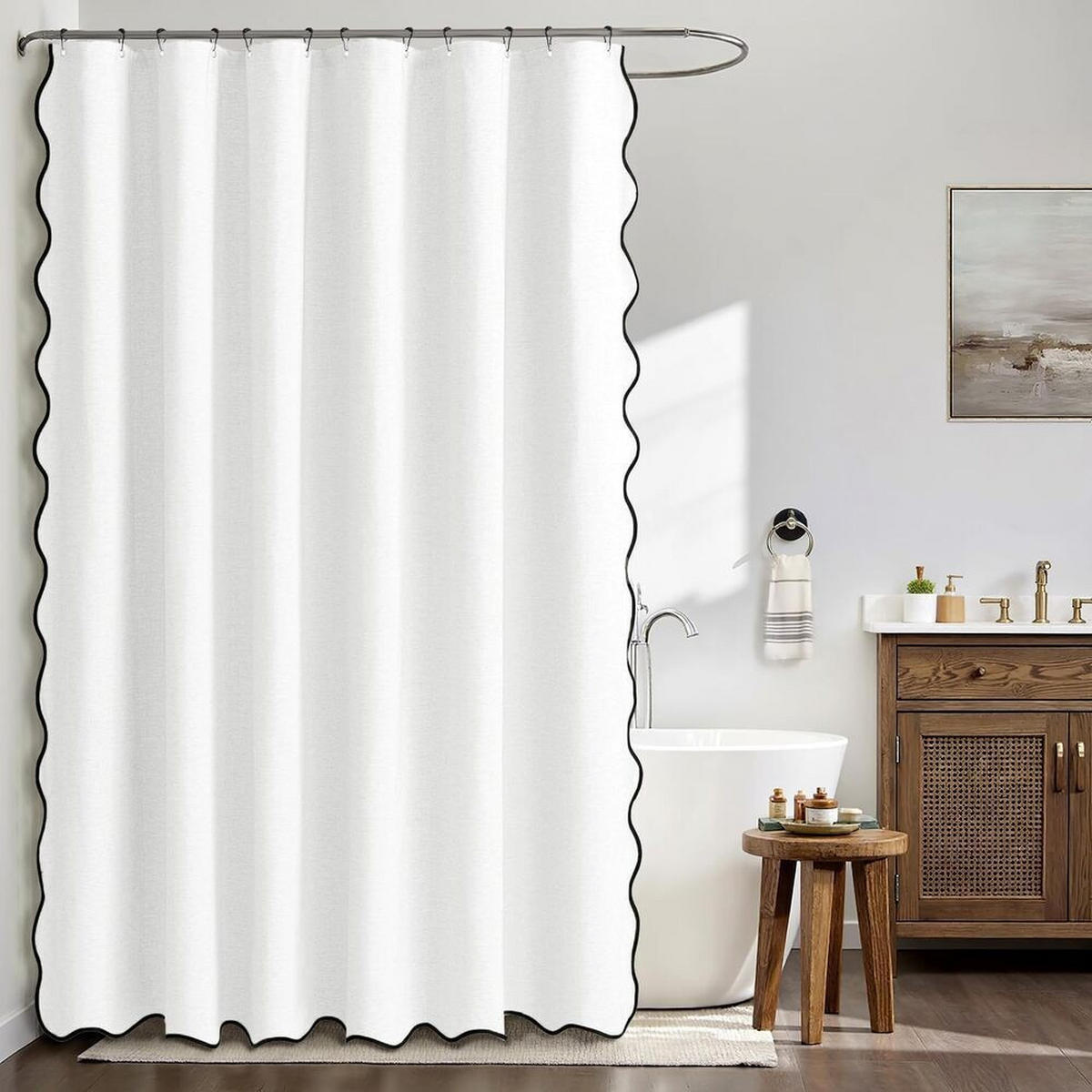 DUSCHVORHANG, weiß, 200 x 180 cm, Leinen - Weiß, Textil (180/200cm) - Authentics