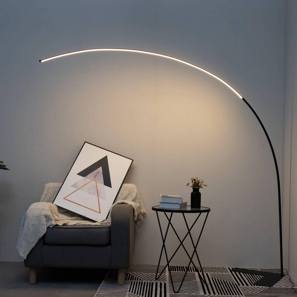 STEHLEUCHTE Avellino, Schwarz, 200cm, Dimmbar - Schwarz, Metall (200/200/200cm) - KOSILUM