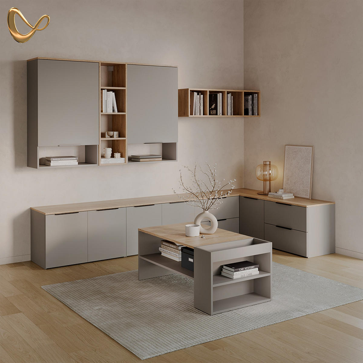 HÄNGESCHRANK Piave Greige 60 x 100 cm mit Tür - Greige, Holzwerkstoff (60/100/30cm) - Livinity®