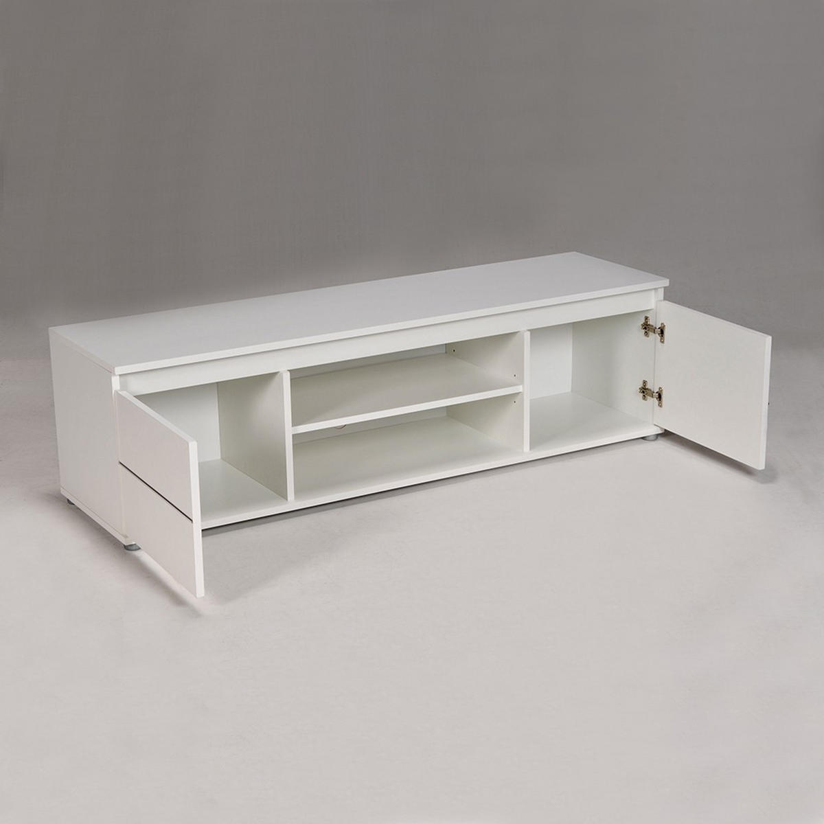 LOWBOARD COMO / TV-Möbel 140cm mit 2 Türen + 1 Nische - Weiß - Weiß, Holzwerkstoff (140/40/38cm) - Weber Industries