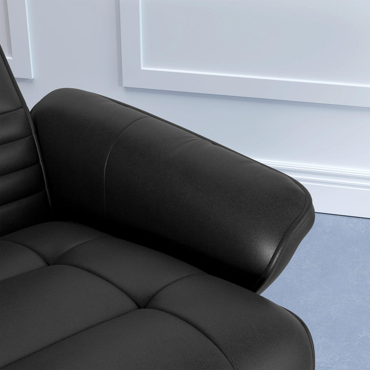 RELAXSESSEL Polyester mit Hocker, Liegefunktion 69/71/104 cm Schwarz - Schwarz, Textil (71/104/69cm) - Redom