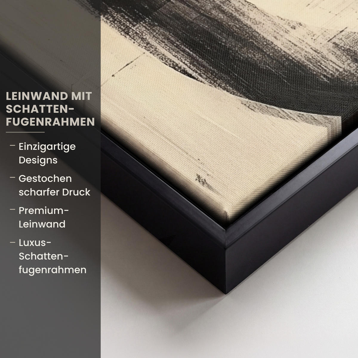 LEINWAND Bilder mit Rahmen - Kreise - Balken - Schwarz - Abstrakt - 60x80 - Schwarz, Textil (60/80cm) - MuchoWow