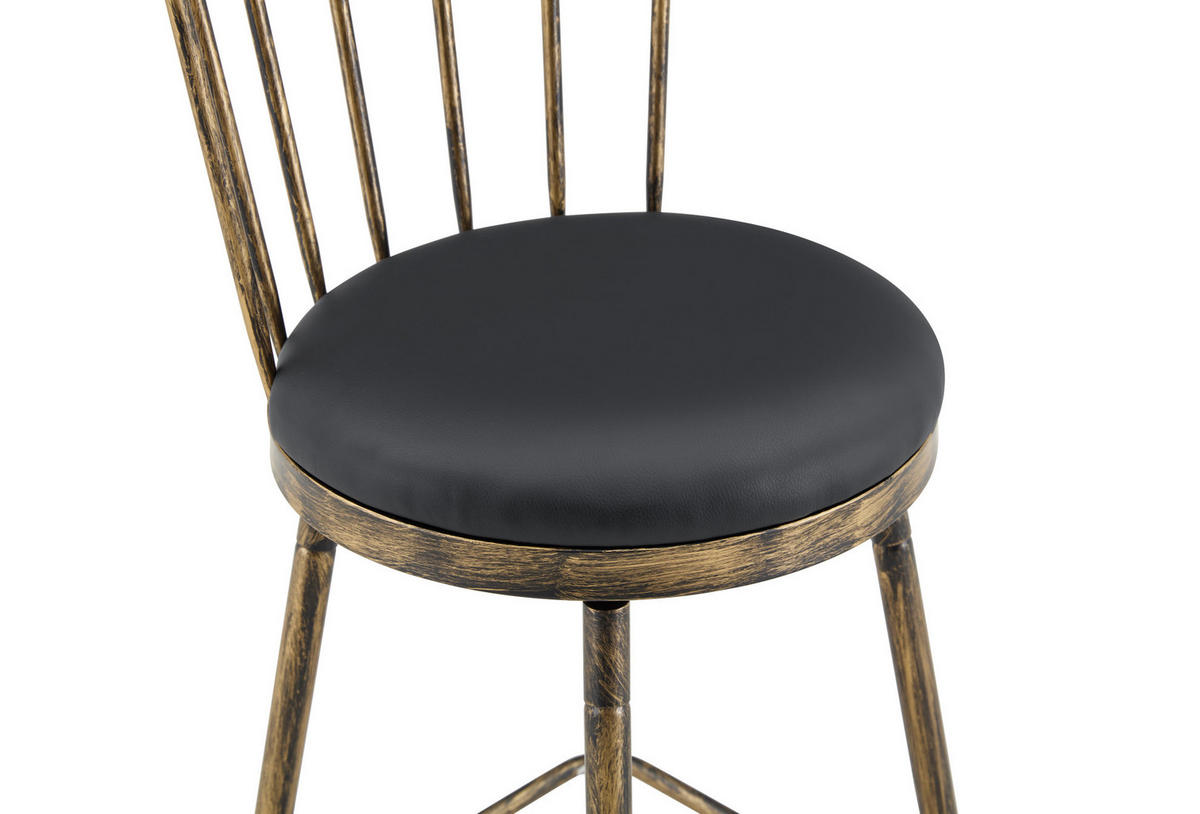 BARHOCKER Windsor-Stil mit Polstersitz Metall Black+Brown - Schwarz, Metall (39/96/39.1cm) - Meubliv