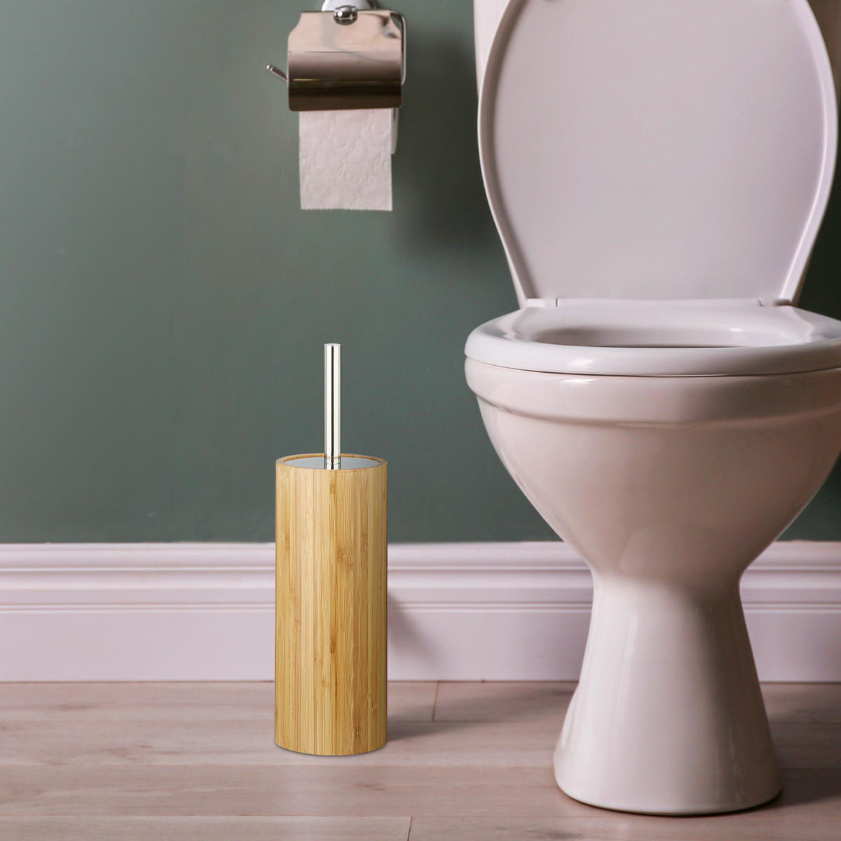 WC-BÜRSTENHALTER - Hellbraun, Holz/Kunststoff (10.5/37.5/10.5cm) - Relaxdays