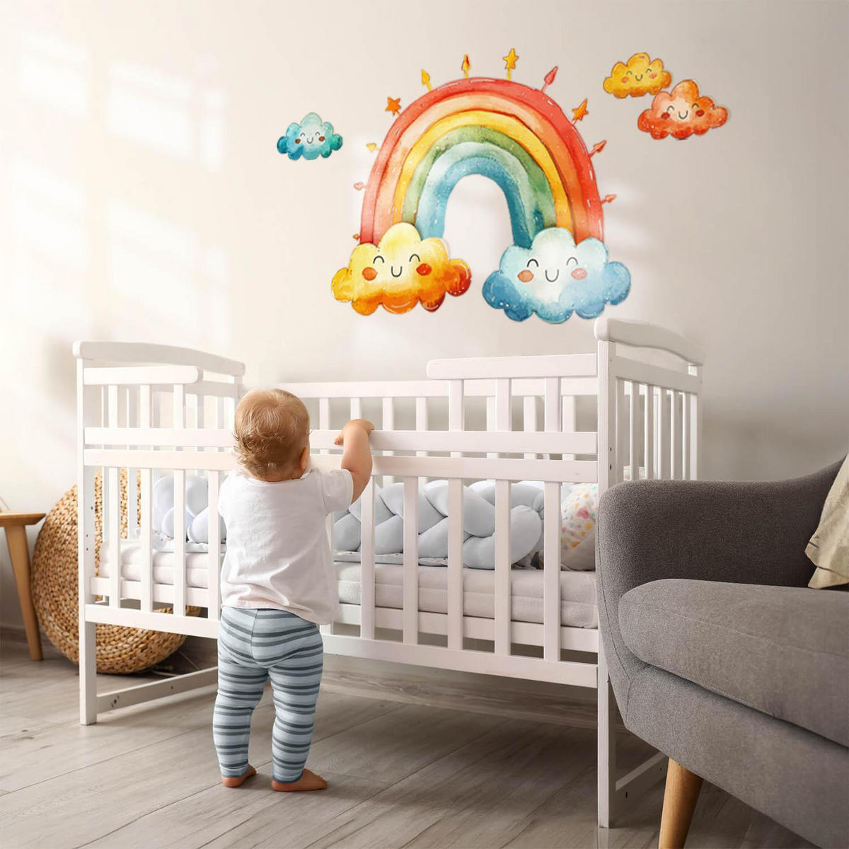 WANDAUFKLEBER 60x72cm - Bunter Regenbogen - Multicolor, Kunststoff (60/72/0.1cm) - Wallfluent