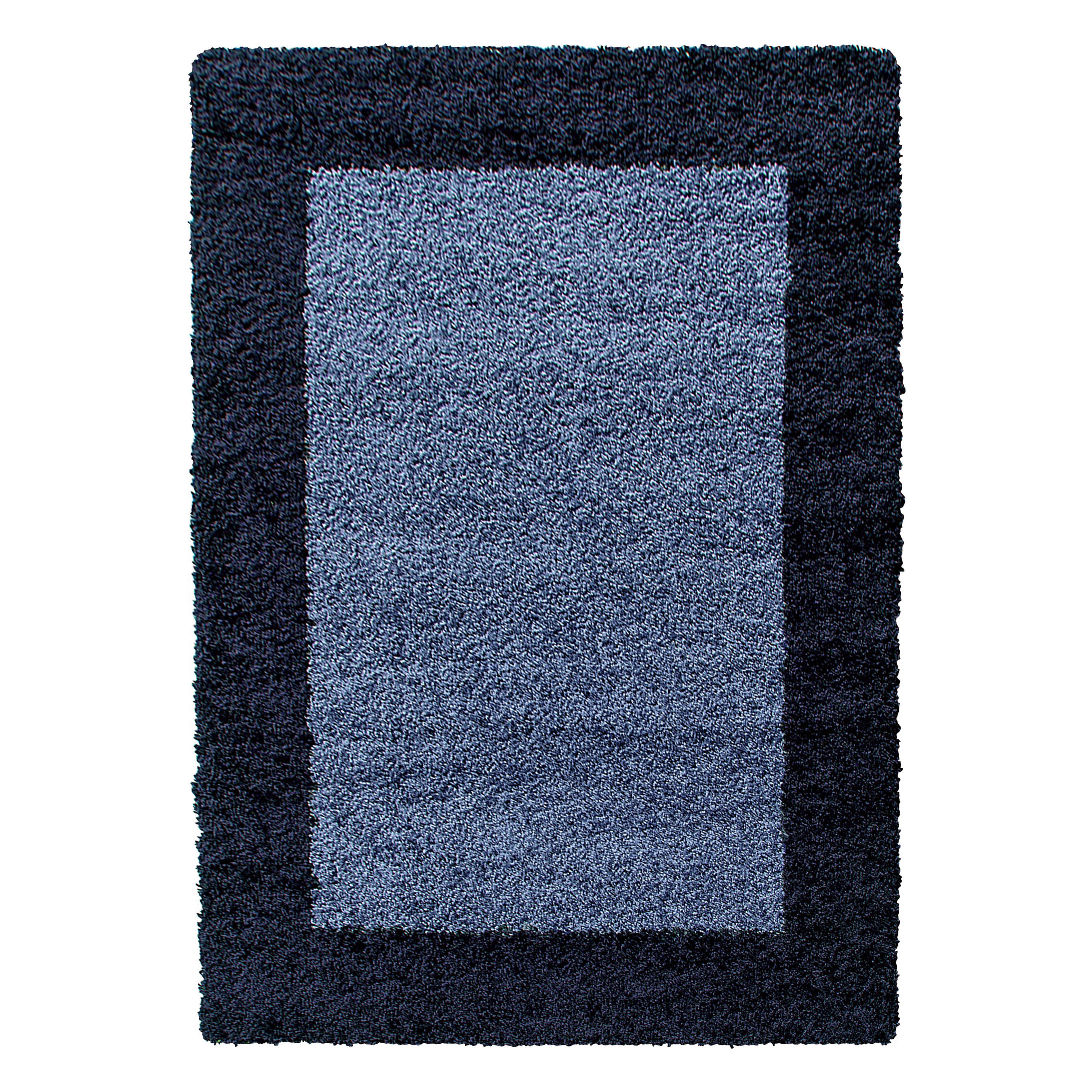 TEPPICH Hochflor einfarbig mit Bordüre Polypropylen Wohnzimmer Marineblau Läufer 100x200 - Blau, Textil (100/200cm) - KADIMA DESIGN