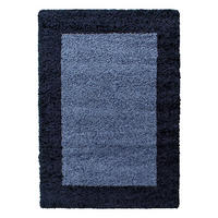 TEPPICH Hochflor einfarbig mit Bordüre Polypropylen Wohnzimmer Marineblau Läufer 100x200 - Blau, Textil (100/200cm) - KADIMA DESIGN