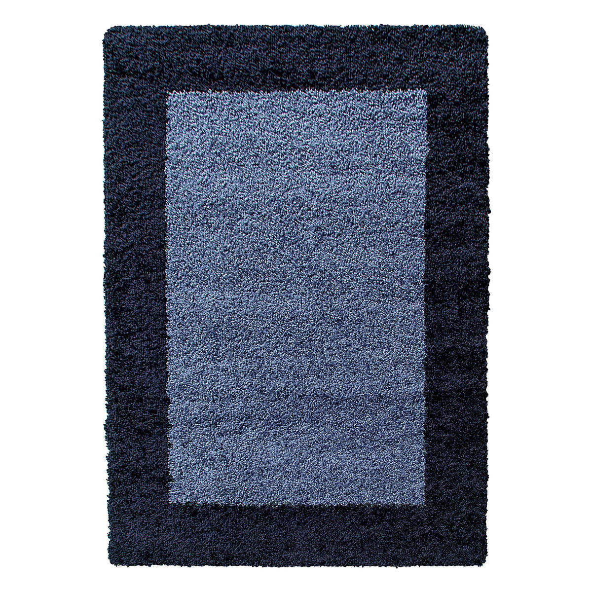 TEPPICH Hochflor einfarbig mit Bordüre Polypropylen Wohnzimmer Marineblau Läufer 100x200 - Blau, Textil (100/200cm) - KADIMA DESIGN