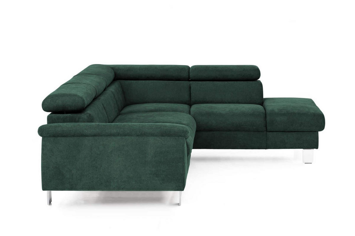 ECKSOFA mit Schlaffunktion und Bettkasten - Chromfarben/Grün, Holz/Textil (207/249cm) - Cotta