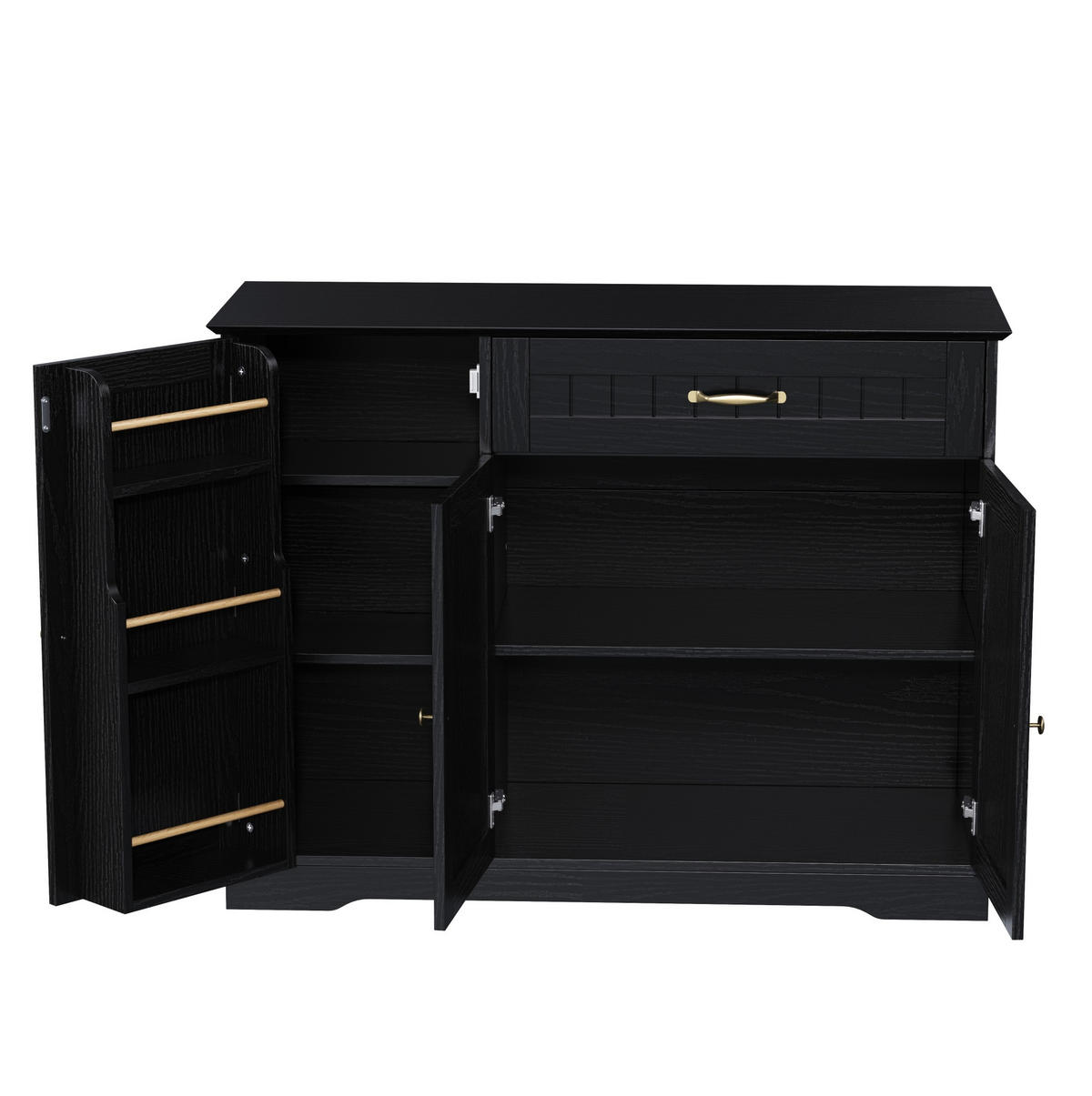 SIDEBOARD aus MDF 107x40x83 cm Schwarz mit 3 Türen, 1 Schublade und verstellbaren Einlegeböden - Schwarz, Holzwerkstoff (107/83.4/40cm) - Modfu